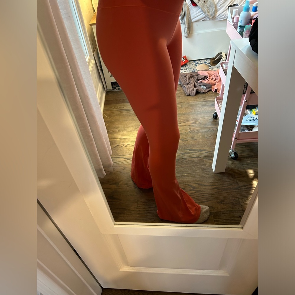 Reddish peach Aerie Flare Leggings with tie